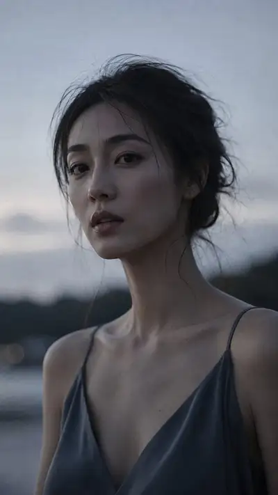 Melancholisches Dämmerlicht-Porträt einer Japanerin
