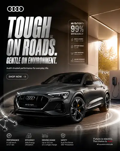 Audi e-tron FMCG-style automotive advertising poster template
