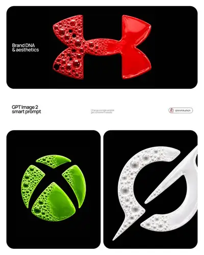Fluorescent foam brand logo macro photography template