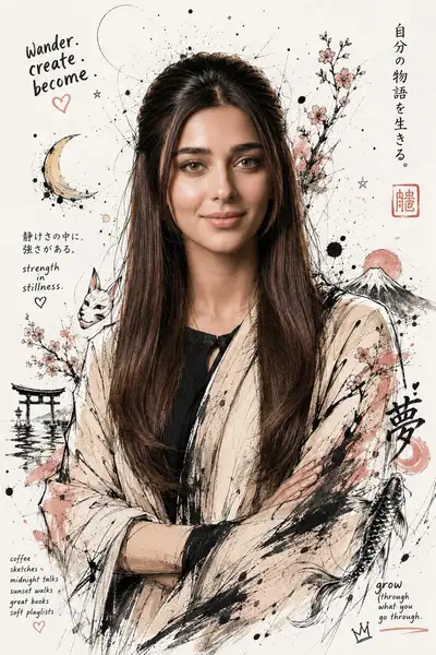 Japanese Editorial Ink Illustration Prompt