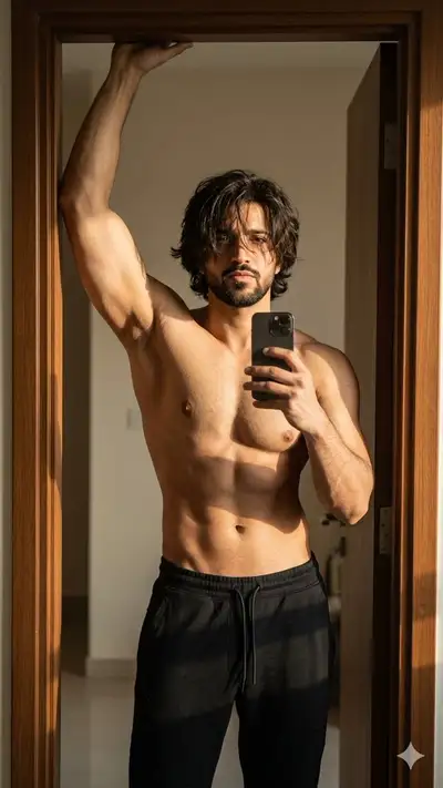Cinematic Mirror Selfie Fitness Photo