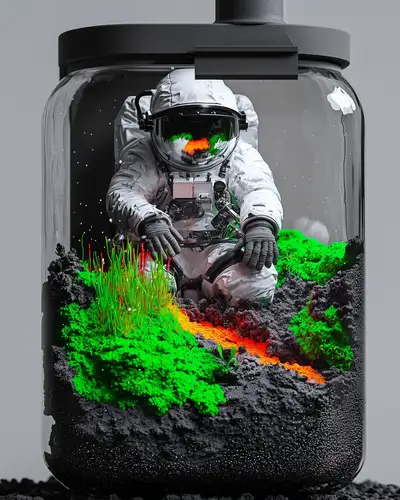 Astronaut in Cosmic Terrarium Editorial Photo