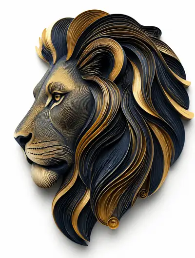 3D paper quilling lion head relief illustration