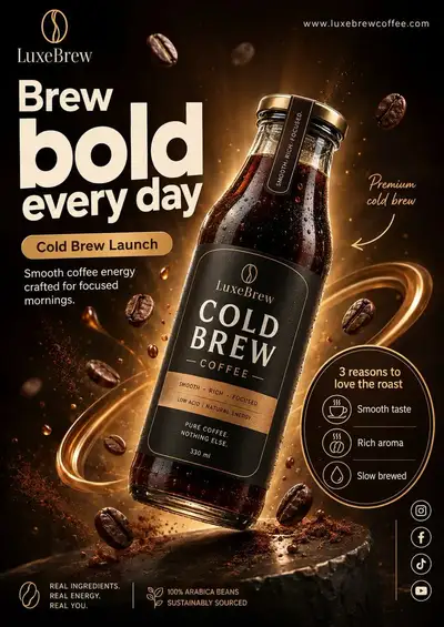 Modelo de pôster publicitário comercial premium para produtos