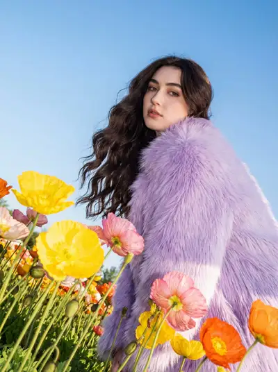 Bold Flash Fashion Portrait in a Flower Field