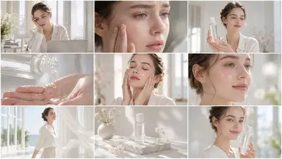 Nine-panel skincare commercial storyboard sequence