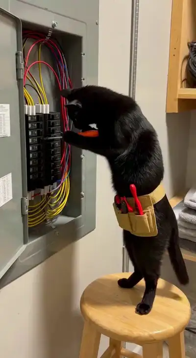 AI Cat Electrician Video Prompt