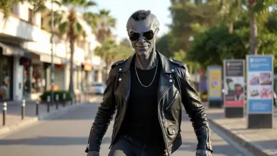 Grey Alien in Leather Jacket - AI Video Prompt