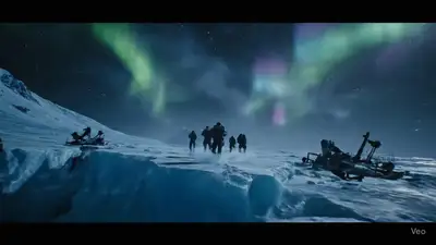 Veo3 Cinematic Frozen Wasteland Battle Prompt