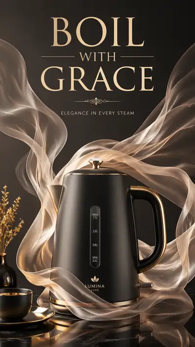 Luxury electric kettle silk steam ad concept