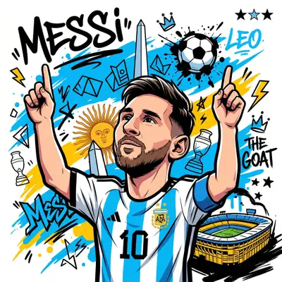 Chibi-Anime Vector Caricature of Lionel Messi Celebrating