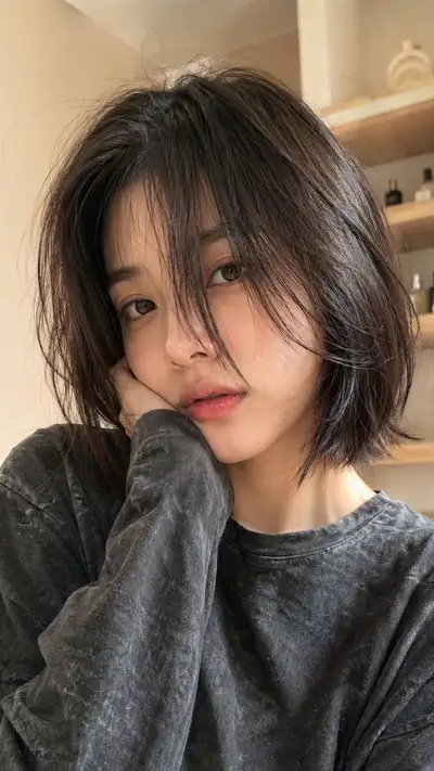 髪の質感まで精密なハイパーリアルなセルフィー風ポートレート