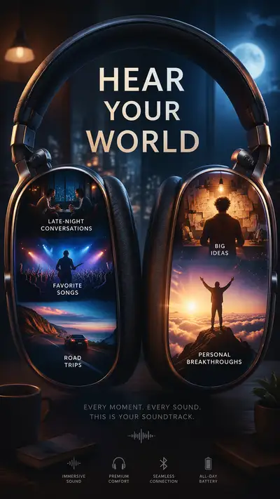 Headphones ad poster Hear Your World