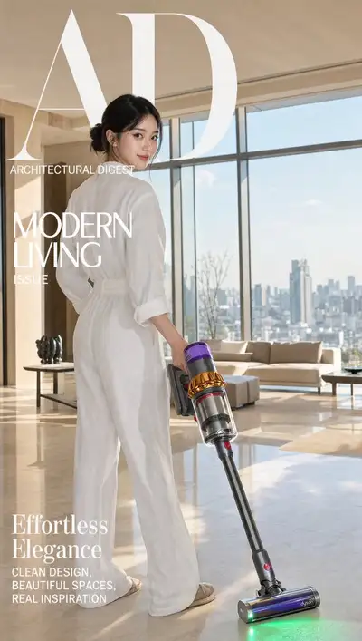 GPT Image 2 prompt: Architectural Digest cover with Dyson vacuum