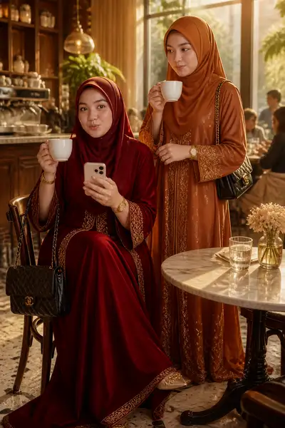 Luxury Editorial Portrait of Two Women in Abayas