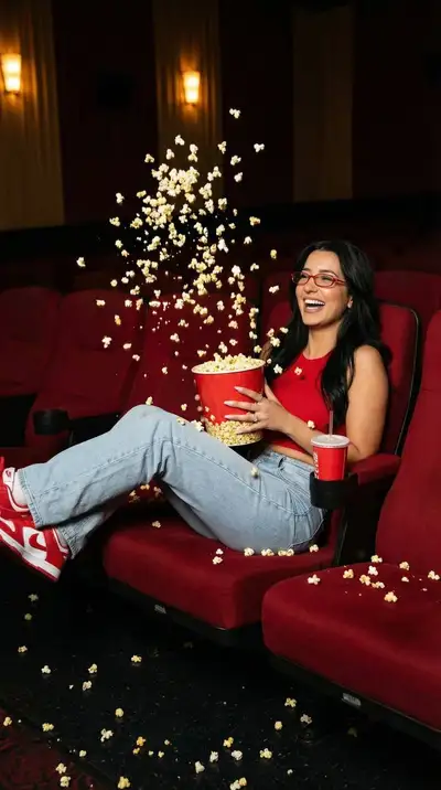 Cinematic Cinema Portrait with Popcorn