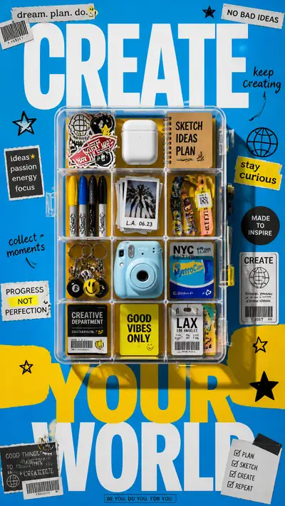 Giant desk organizer creative-lifestyle collage poster