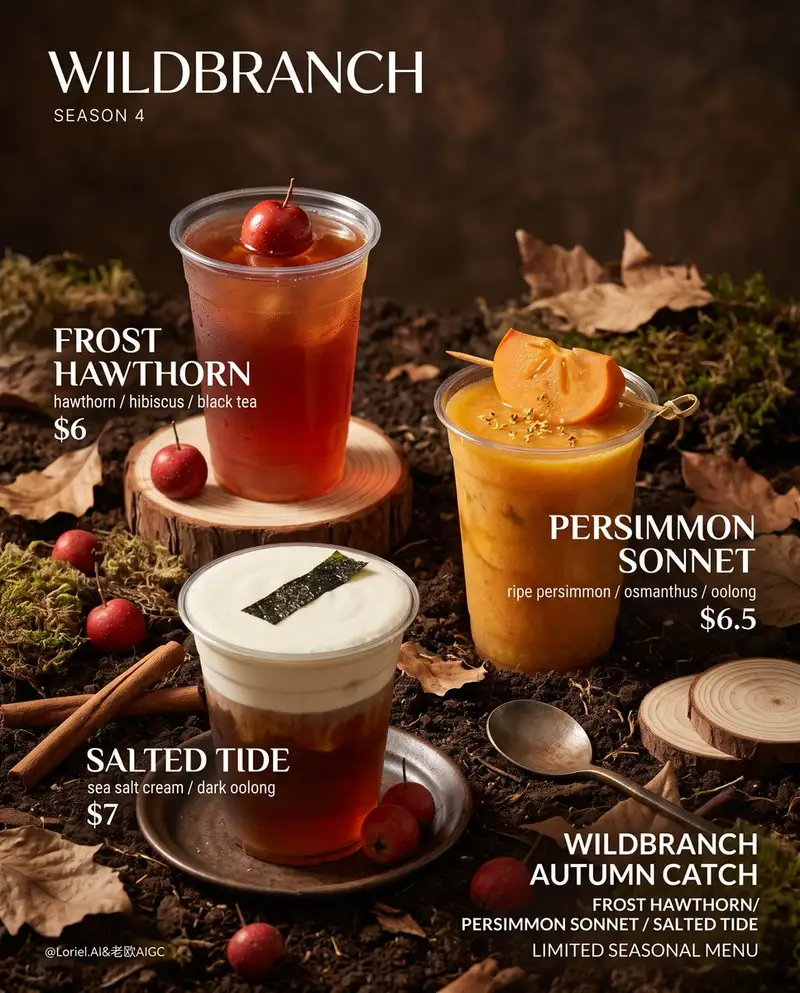 Premium Autumn Tea Beverage Campaign Poster Prompt | Wikiprompt
