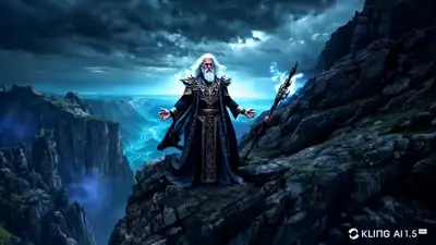 Sorcerer on Cliff Casting Spell