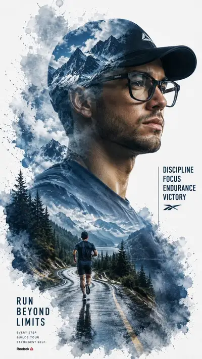 Cinematic Double-Exposure Sports Poster Prompt