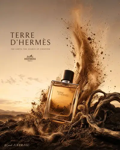 Ultra-Premium Terre d'Hermès Fragrance Ad Poster