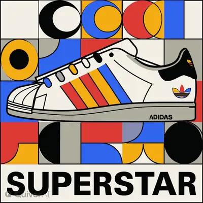 Flache geometrische Adidas Superstar Sneaker Illustration