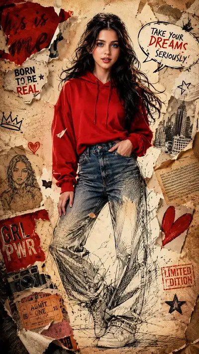 Ultra-Realistic Cinematic Mixed-Media Collage Portrait