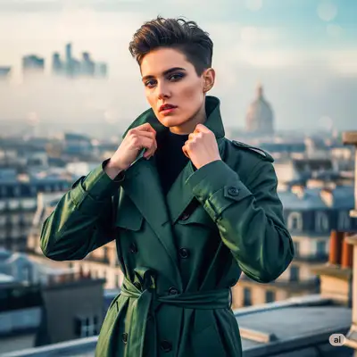 Avant-Garde Parisian Rooftop Fashion Portrait