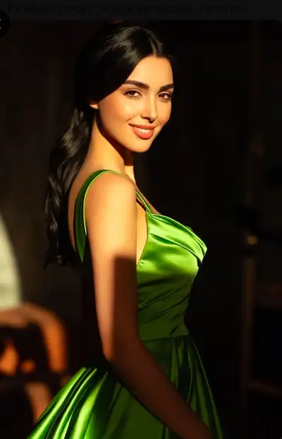 Cinematic Emerald Elegance Portrait