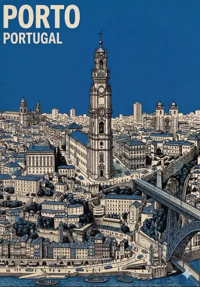 Prompt de plantilla de póster de viaje estilo mediados de siglo