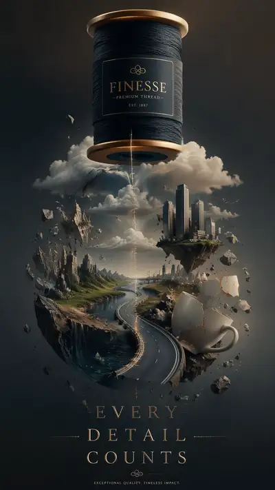 Giant thread stitching a broken world back together ad