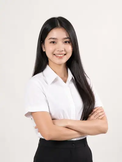 Clean high key studio uniform portrait