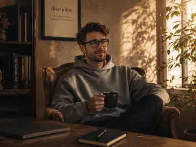 Cinematic Golden Hour Portrait in Vintage Armchair