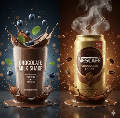 Split-Screen Chocolate Milkshake and Nescafe Splash Ad