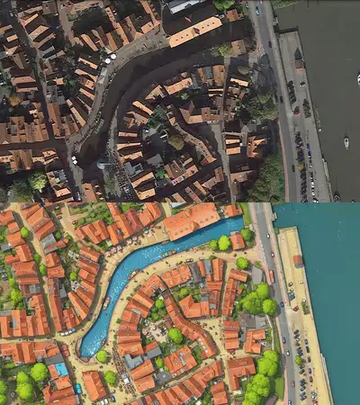 Satellite to Cartoon Drone Photo