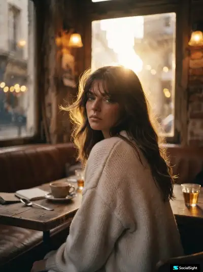 Cinematic Cafe Portrait at Golden Hour