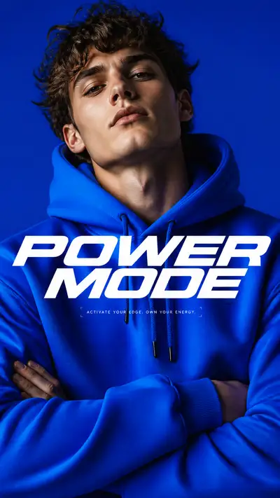 Electric Blue Studio Menswear Editorial Portrait