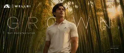 WELLBI bamboo apparel brand campaign two-scene poster