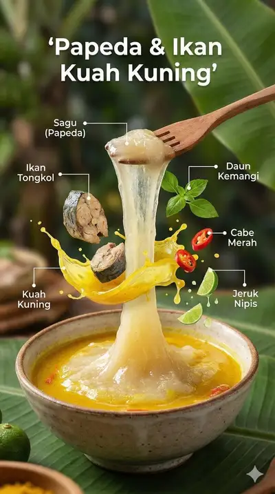 Traditional Indonesian Dish Floating Ingredients Infographic