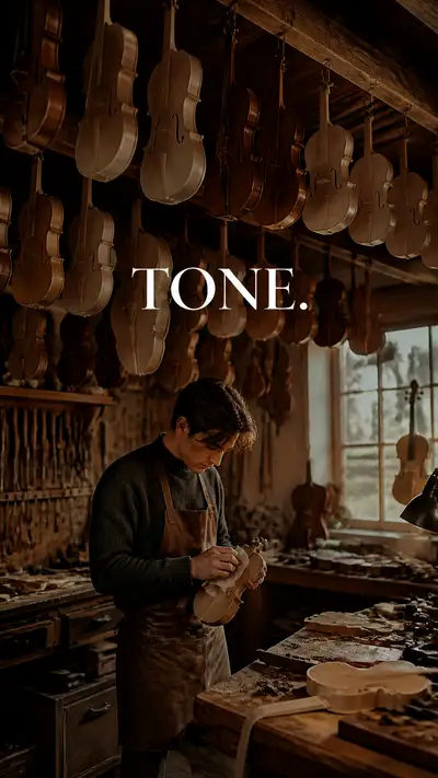 Luthier puliendo un instrumento en su taller