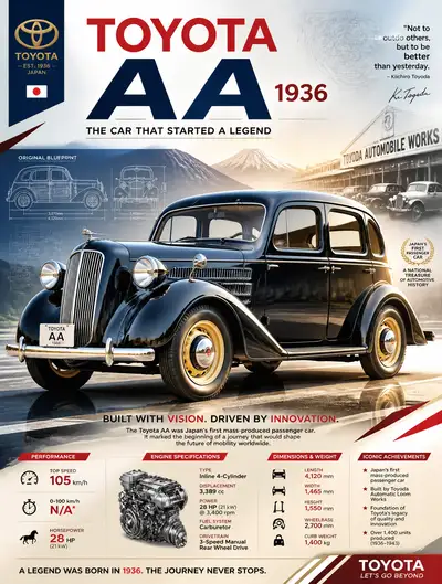 Toyota AA 1936 heritage automotive poster template