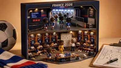 Isometric cutaway diorama of a national football team