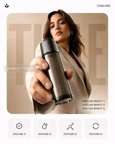 Premium product campaign poster template with feature cards