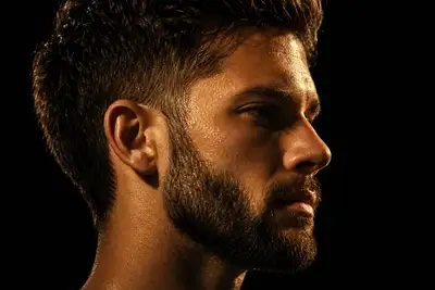Extreme close-up cinematic portrait with chiaroscuro lighting