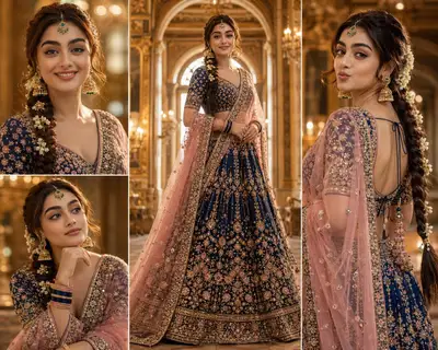 Royal bridal portrait collage in palace setting