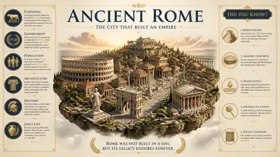 Ancient Rome history atlas infographic poster