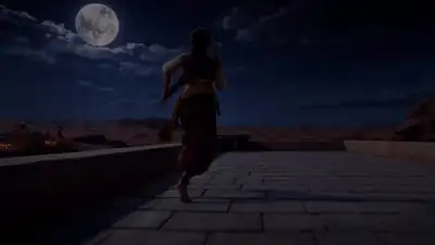 アラビアの砂漠で魔法のポータルから現れる炎の悪魔