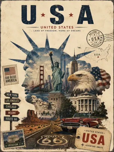 Vintage Collage Travel Poster