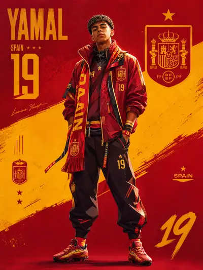 Spain national team poster redesign of Lamine Yamal