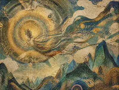 Dunhuang flying apsara cosmic mural artwork (Chinese)